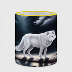 Кружка 3D Белый волк в лесу, цвет: 3D-желтый кант — фото 2