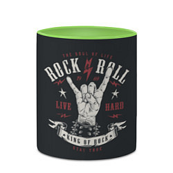 Кружка 3D Rock and roll - жест козы, цвет: 3D-белый + светло-зеленый — фото 2