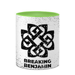 Кружка 3D Breaking Benjamin с потертостями на светлом фоне, цвет: 3D-белый + светло-зеленый — фото 2