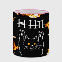 Кружка 3D HIM рок кот и огонь, цвет: 3D-розовый кант — фото 2