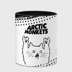 Кружка 3D Arctic Monkeys рок кот на светлом фоне, цвет: 3D-белый + черный — фото 2