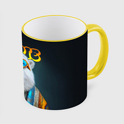 Кружка 3D Хиппи белый медведь, цвет: 3D-желтый кант