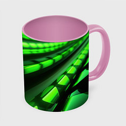 Кружка 3D Green neon abstract, цвет: 3D-белый + розовый