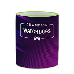 Кружка 3D Watch Dogs gaming champion: рамка с лого и джойсти, цвет: 3D-светло-зеленый кант — фото 2