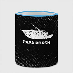 Кружка 3D Papa Roach с потертостями на темном фоне, цвет: 3D-небесно-голубой кант — фото 2
