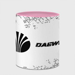 Кружка 3D Daewoo speed на светлом фоне со следами шин: надпи, цвет: 3D-белый + розовый — фото 2