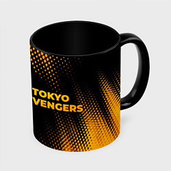 Кружка 3D Tokyo Revengers - gold gradient: надпись и символ, цвет: 3D-белый + черный