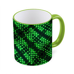 Кружка 3D Яркие зеленые точки, цвет: 3D-светло-зеленый кант