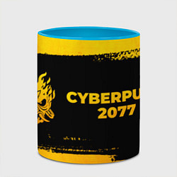 Кружка 3D Cyberpunk 2077 - gold gradient: надпись и символ, цвет: 3D-белый + небесно-голубой — фото 2