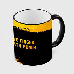 Кружка 3D Five Finger Death Punch - gold gradient: надпись и, цвет: 3D-черный кант