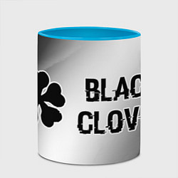 Кружка 3D Black Clover glitch на светлом фоне: надпись и сим, цвет: 3D-белый + небесно-голубой — фото 2