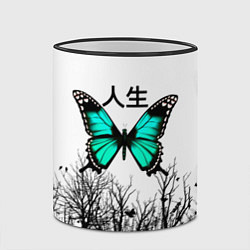 Кружка 3D С бабочкой на фоне японского иероглифа, цвет: 3D-черный кант — фото 2