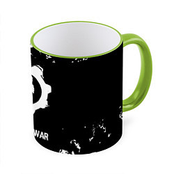 Кружка 3D Gears of War glitch на темном фоне, цвет: 3D-светло-зеленый кант