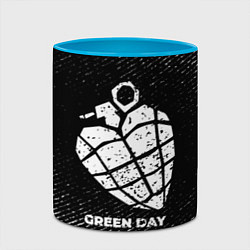 Кружка 3D Green Day с потертостями на темном фоне, цвет: 3D-белый + небесно-голубой — фото 2