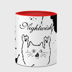 Кружка 3D Nightwish рок кот на светлом фоне, цвет: 3D-белый + красный — фото 2