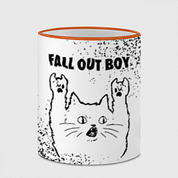 Кружка 3D Fall Out Boy рок кот на светлом фоне, цвет: 3D-оранжевый кант — фото 2