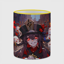 Кружка 3D Ху тао с призраками - Геншин, цвет: 3D-желтый кант — фото 2