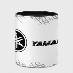 Кружка 3D Yamaha speed на светлом фоне со следами шин: надпи, цвет: 3D-белый + черный — фото 2