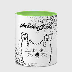 Кружка 3D Rolling Stones рок кот на светлом фоне, цвет: 3D-белый + светло-зеленый — фото 2
