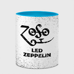 Кружка 3D Led Zeppelin с потертостями на светлом фоне, цвет: 3D-белый + небесно-голубой — фото 2