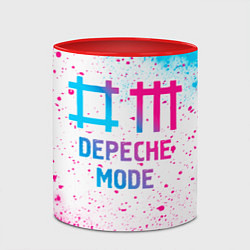 Кружка 3D Depeche Mode neon gradient style, цвет: 3D-белый + красный — фото 2