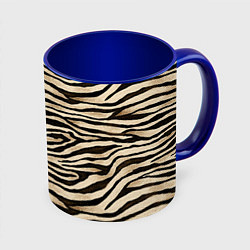 Кружка 3D Шкура зебры и белого тигра, цвет: 3D-белый + синий