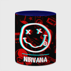 Кружка 3D Nirvana rock glitch, цвет: 3D-белый + синий — фото 2