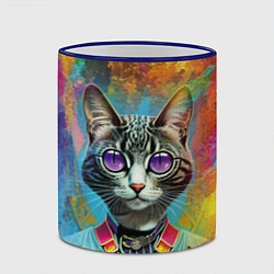 Кружка 3D Cat fashionista - neural network, цвет: 3D-синий кант — фото 2