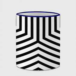 Кружка 3D Черно-белые полосы в узоре, цвет: 3D-синий кант — фото 2