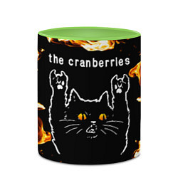 Кружка 3D The Cranberries рок кот и огонь, цвет: 3D-белый + светло-зеленый — фото 2