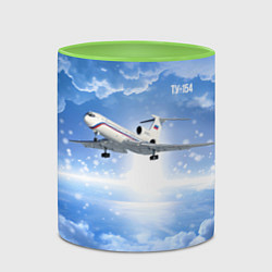 Кружка 3D Ту-154 в морозном небе, цвет: 3D-белый + светло-зеленый — фото 2