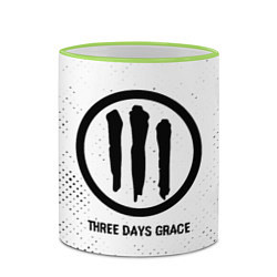Кружка 3D Three Days Grace glitch на светлом фоне, цвет: 3D-светло-зеленый кант — фото 2
