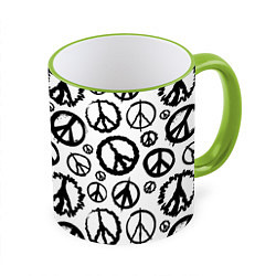 Кружка 3D Many peace logo, цвет: 3D-светло-зеленый кант