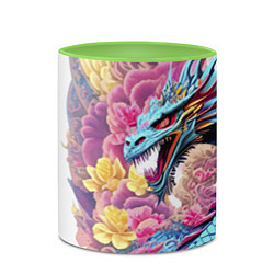 Кружка 3D Свирепый дракон - татуировка - ирезуми - Япония, цвет: 3D-белый + светло-зеленый — фото 2