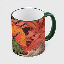 Кружка 3D Зоро на закате - One Piece, цвет: 3D-зеленый кант