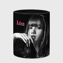 Кружка 3D Blackpink Lisa in leather jacket, цвет: 3D-белый + черный — фото 2