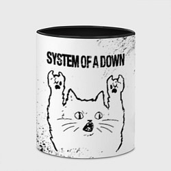 Кружка 3D System of a Down рок кот на светлом фоне, цвет: 3D-белый + черный — фото 2