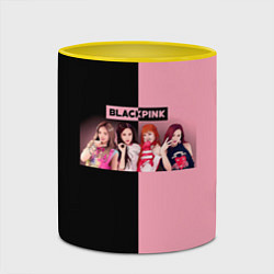 Кружка 3D Черно-розовый градиент Black Pink, цвет: 3D-белый + желтый — фото 2