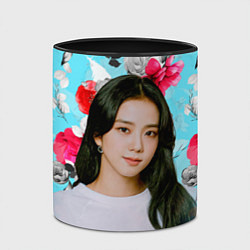 Кружка 3D Jennie Kim Blackpink flowers, цвет: 3D-белый + черный — фото 2