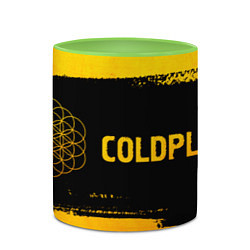 Кружка 3D Coldplay - gold gradient: надпись и символ, цвет: 3D-белый + светло-зеленый — фото 2