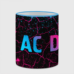 Кружка 3D AC DC - neon gradient: надпись и символ, цвет: 3D-небесно-голубой кант — фото 2