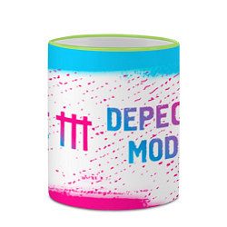 Кружка 3D Depeche Mode neon gradient style: надпись и символ, цвет: 3D-светло-зеленый кант — фото 2