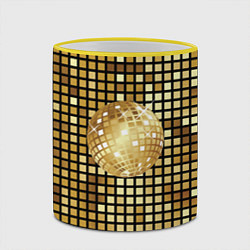 Кружка 3D Золотой диско шар и золотая мозаика, цвет: 3D-желтый кант — фото 2