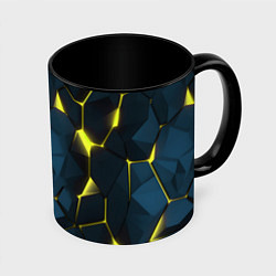 Кружка 3D Желтые неоновые плиты, цвет: 3D-белый + черный