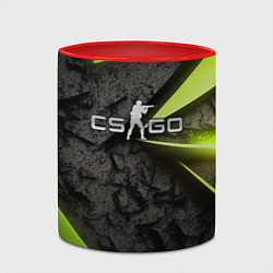 Кружка 3D CS GO green black abstract, цвет: 3D-белый + красный — фото 2