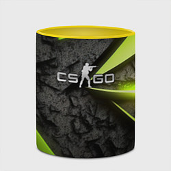 Кружка 3D CS GO green black abstract, цвет: 3D-белый + желтый — фото 2