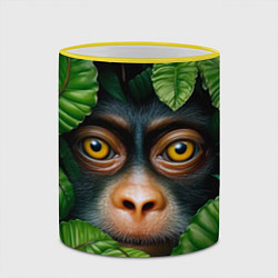 Кружка 3D Черная обезьянка, цвет: 3D-желтый кант — фото 2