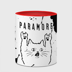 Кружка 3D Paramore рок кот на светлом фоне, цвет: 3D-белый + красный — фото 2