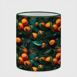 Кружка 3D Яркие апельсины, цвет: 3D-зеленый кант — фото 2