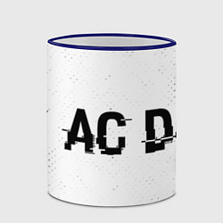 Кружка 3D AC DC glitch на светлом фоне: надпись и символ, цвет: 3D-синий кант — фото 2
